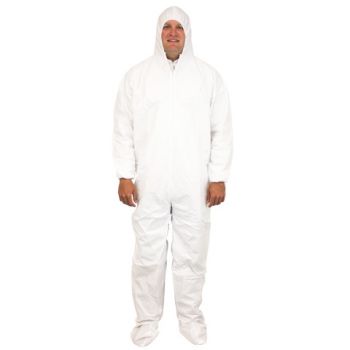 COVERALL BREATHABLE MICRO FILM MATERIAL WITH HOOD AND FEET AND ELASTIC WRISTS INDIVIDUALLY PACKAGED LG -5X 25/CS
