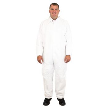 COVERALL BREATHABLE MICRO FILM MATERIAL NO HOOD OR FEET WITH ELASTIC WRISTS AND ANKLES INDIVIDUALLY PACKAGED LG -5X 25/CS