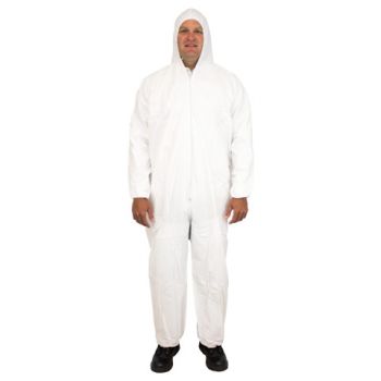 COVERALL BREATHABLE MICRO FILM MATERIAL WITH HOOD - ELASTIC WRISTS AND ANKLES AND NO FEET INDIVIDUALLY PACKAGED LG -5X 25/CS