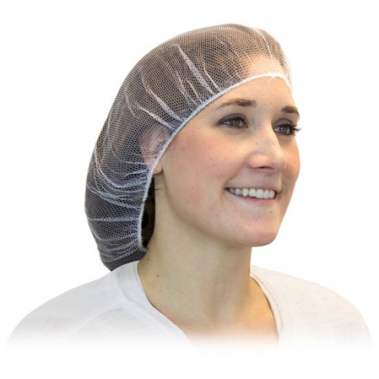 HAIR NET - HEAVYWEIGHT POLYESTER - WHITE - 18" - 1 -000/CASE (FOR BROWN ADD $1.00/CS)