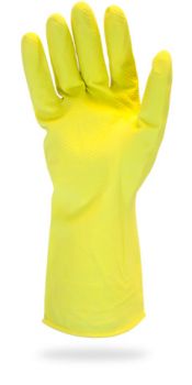 FLOCK LINED LATEX - YELLOW - 20 MIL - ROLLED CUFF - CHLORINATED